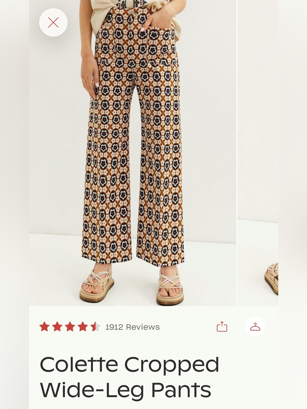 Anthropologie Maeve Colette Cropped Wide-Leg Pants — Black & Tan Floral